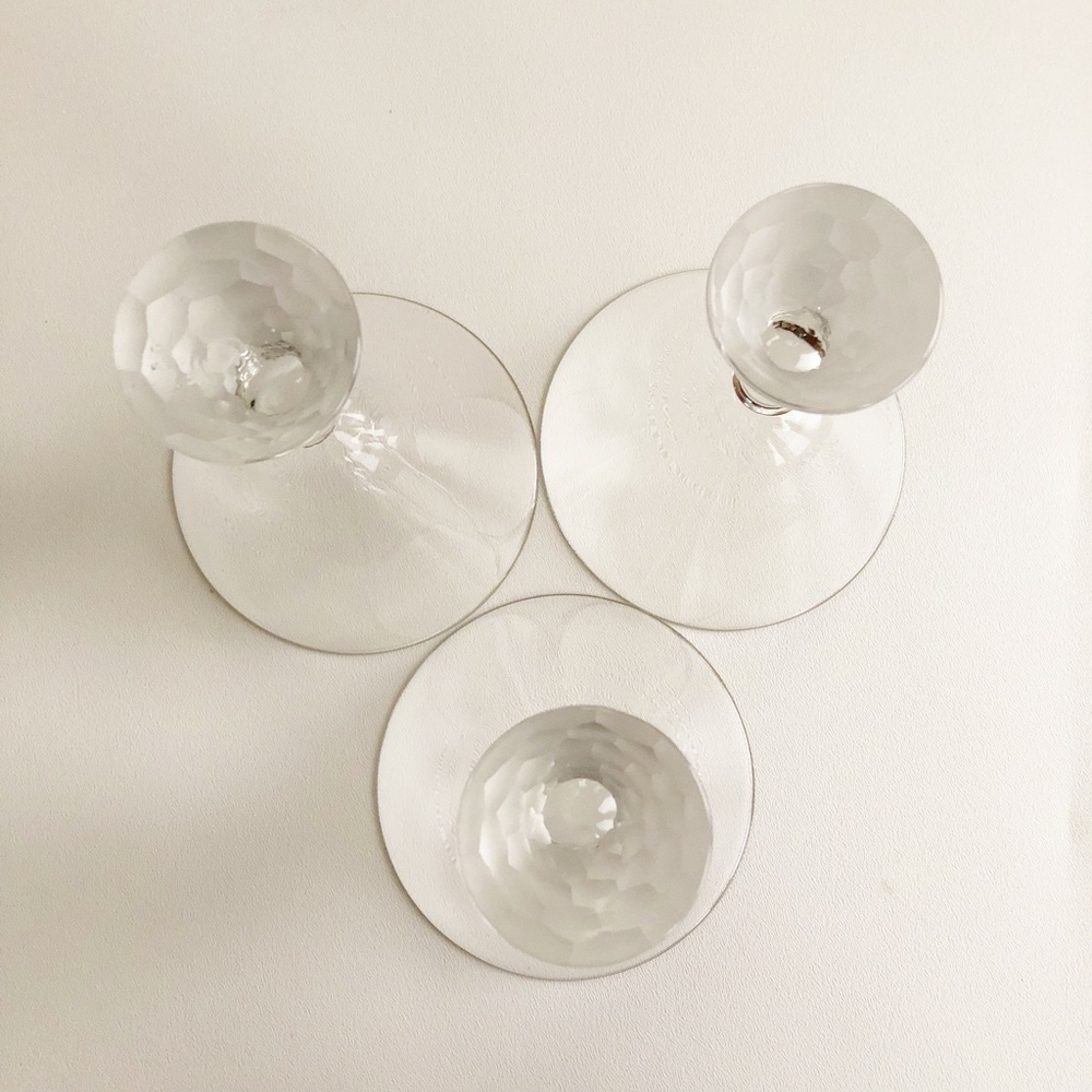 3-Martini Glass Frosted Honeycomb Weighted Stem 2" Thick Hand Blown Z Gallerie? - Picture 4 of 11
